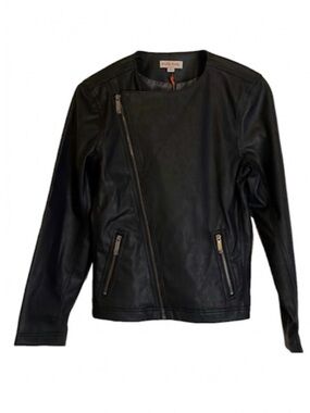KNOX ROSE Faux Leather Asymmetrical Zip Closure Jacket, Women’s Size XS, Black